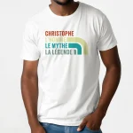 T-shirt personnalisé prénom – Modèle Arc-en-ciel rétro – Cadeau unique homme