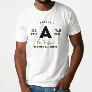 T-shirt Le Père – Le Mythe La Légende personnalisé – Prénom + initiale + année