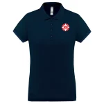 Polo femme officiel CNTC bleu marine - vue de face avec logo Club Nautique Taussat Cassy
