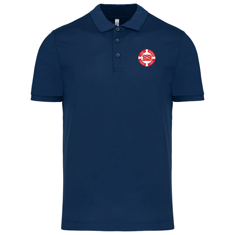 Polo officiel CNTC bleu marine - vue de face avec logo Club Nautique Taussat Cassy