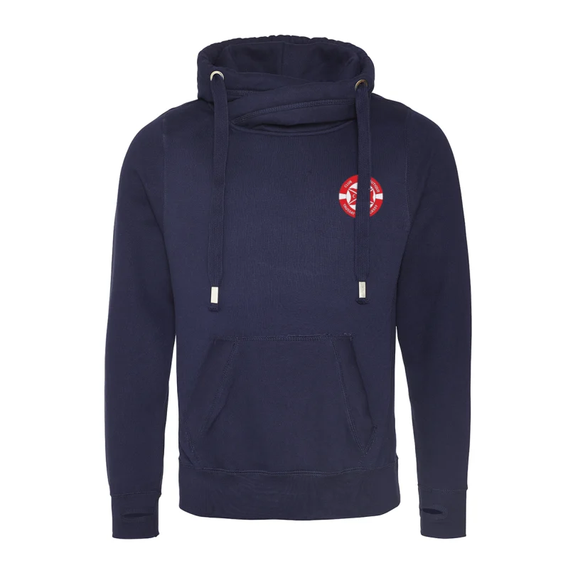Sweat à capuche CNTC bleu marine - col croisé, vue de face