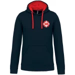 Sweat à capuche bicolore officiel CNTC bleu marine et rouge - vue de face