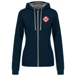 Sweat zippé bicolore officiel CNTC femme bleu marine et gris - vue de face