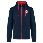 Sweat zippé bicolore officiel CNTC bleu marine et rouge - vue de face