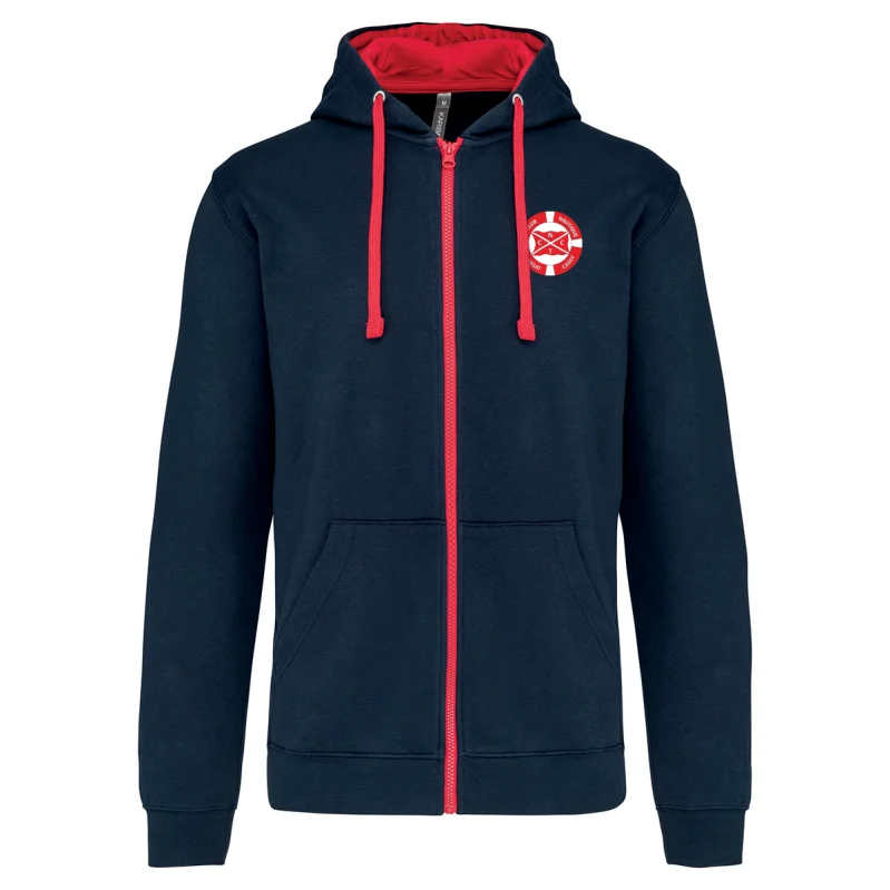 Sweat zippé bicolore officiel CNTC bleu marine et rouge - vue de face