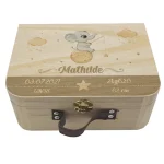 Valisette naissance personnalisée éléphant sur la lune – Boîte souvenirs bébé en bois