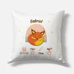 Coussin naissance personnalisé – Motif Renard Dormeur – Housse seule ou avec rembourrage
