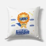 Coussin naissance personnalisé – Motif Lion Super Héros – Housse seule ou avec rembourrage