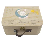 Valisette naissance personnalisée Lapin Lune – Boîte souvenirs bébé en bois