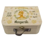 Valisette naissance personnalisée Girafe – Boîte souvenirs bébé en bois