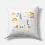 Coussin naissance personnalisé – Motif Licorne Arc en Ciel – Housse seule ou avec rembourrage